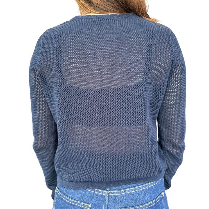 Autumn Cashmere Mesh Cardigan - Navy Floral