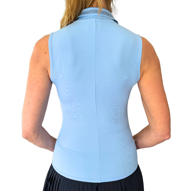 Foray Golf V-Neck Rib S/L Polo - Light Blue