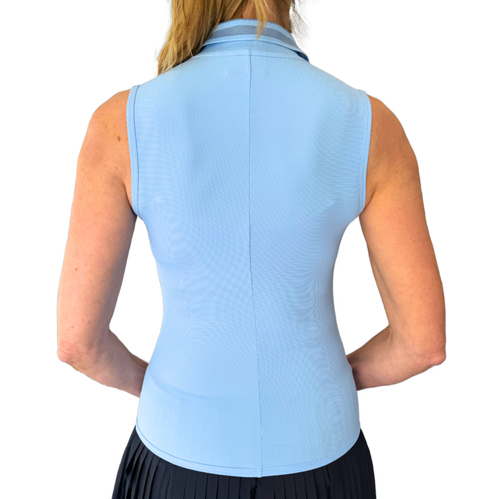Foray Golf V-Neck Rib S/L Polo - Light Blue