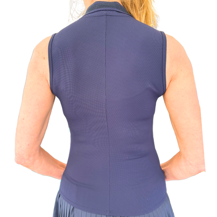 Foray Golf V-Neck Rib S/L Polo - Navy
