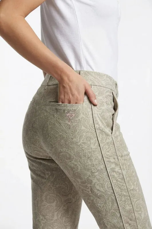 Golftini Ankle Pant - Turbo Chic (Khaki/White)