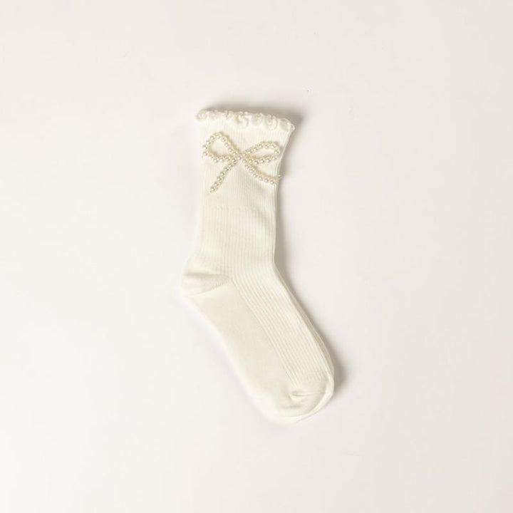Lyla & Luxe Pearl Bow Socks