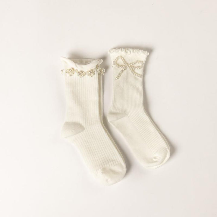 Lyla & Luxe Pearl Bow Socks