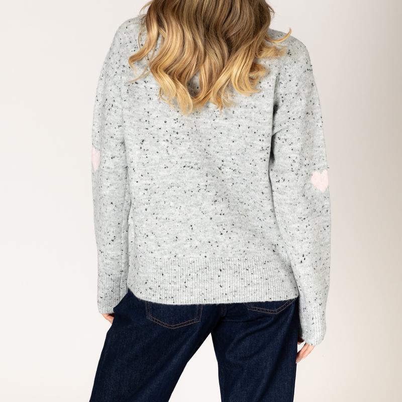 Lyla & Luxe Philipppa Heart Sweater - Grey/Pink