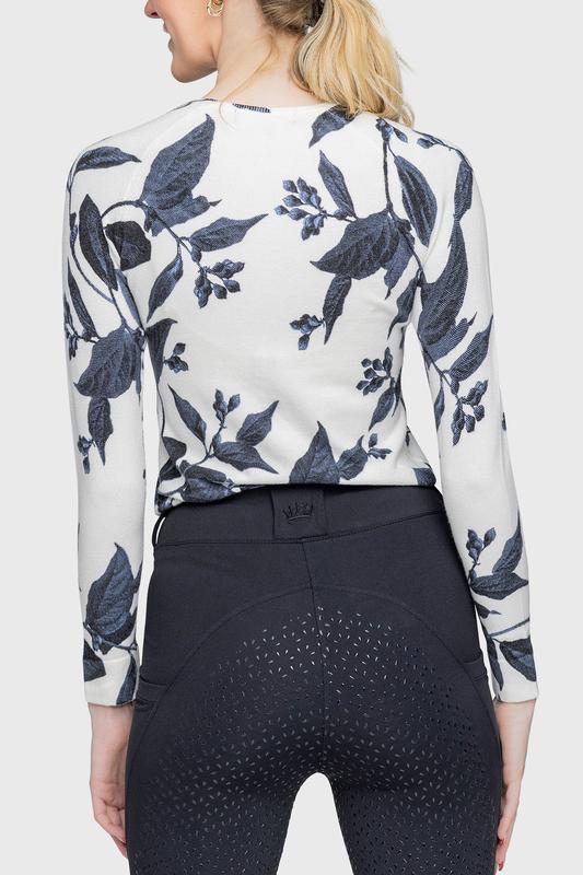 Kastel Lithograph Crewneck Sweater - Indigo Leaf Print