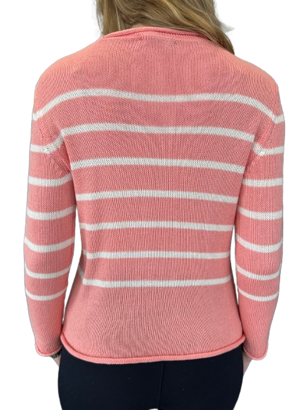 Alashan Cashmere Charlotte Sweater - Guava/White