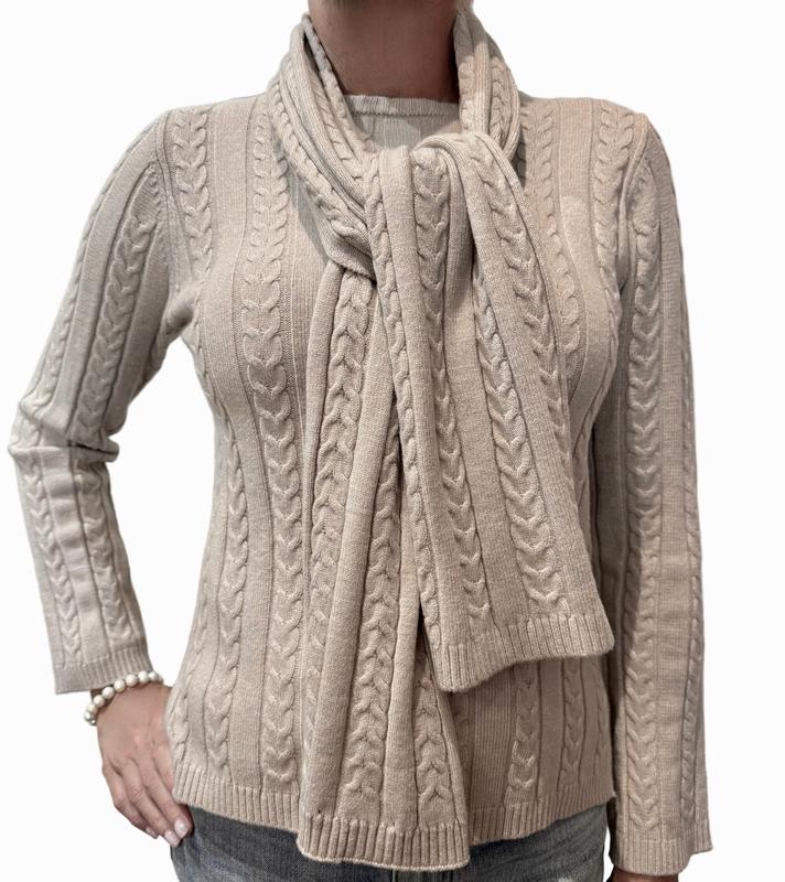 Atelier by Lyse Spenard Cable Sweater/Scarf - Oatmeal