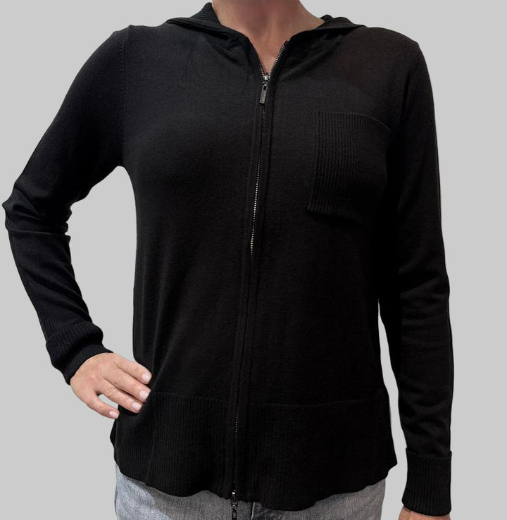 Atelier by Lyse Spenard Hooded Zip Sweater - Black