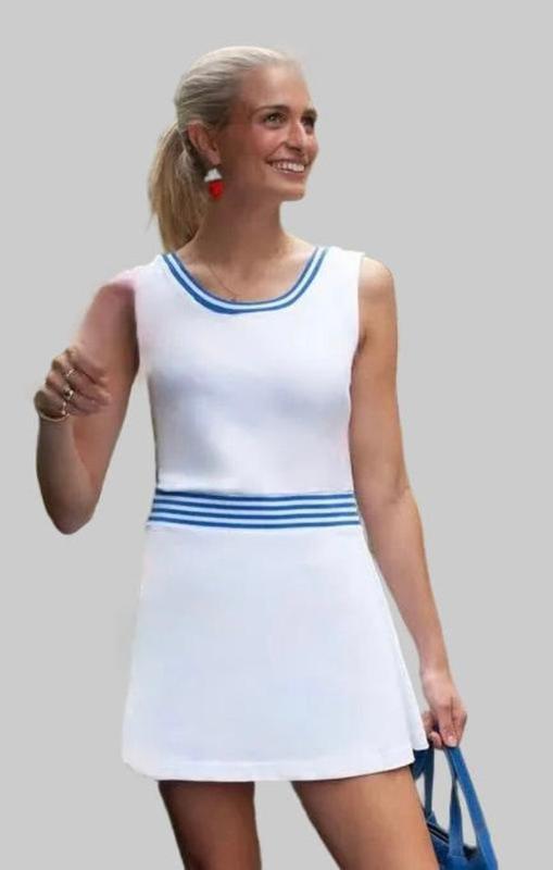 Club & Court Ashby Dress - White/Blue