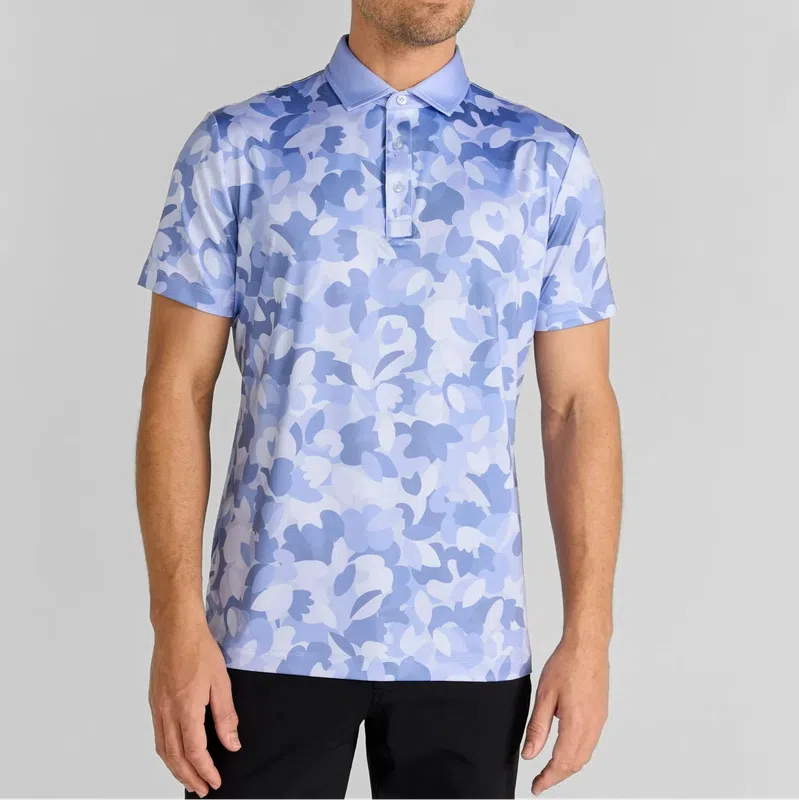 Redvanly Men's Fleurs Polo - Blue Lavender