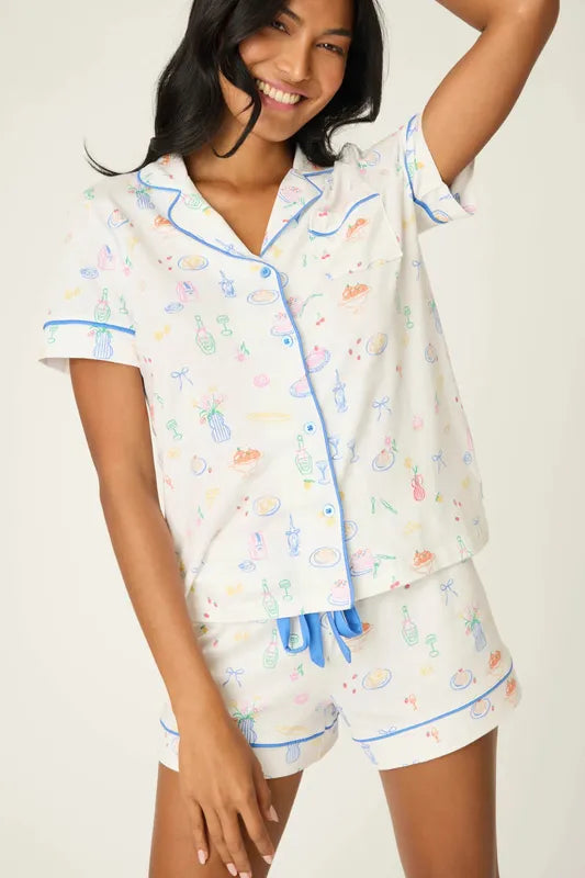 P.J. Salvage Whimsy Parisian Picnic Pajamas - Ivory