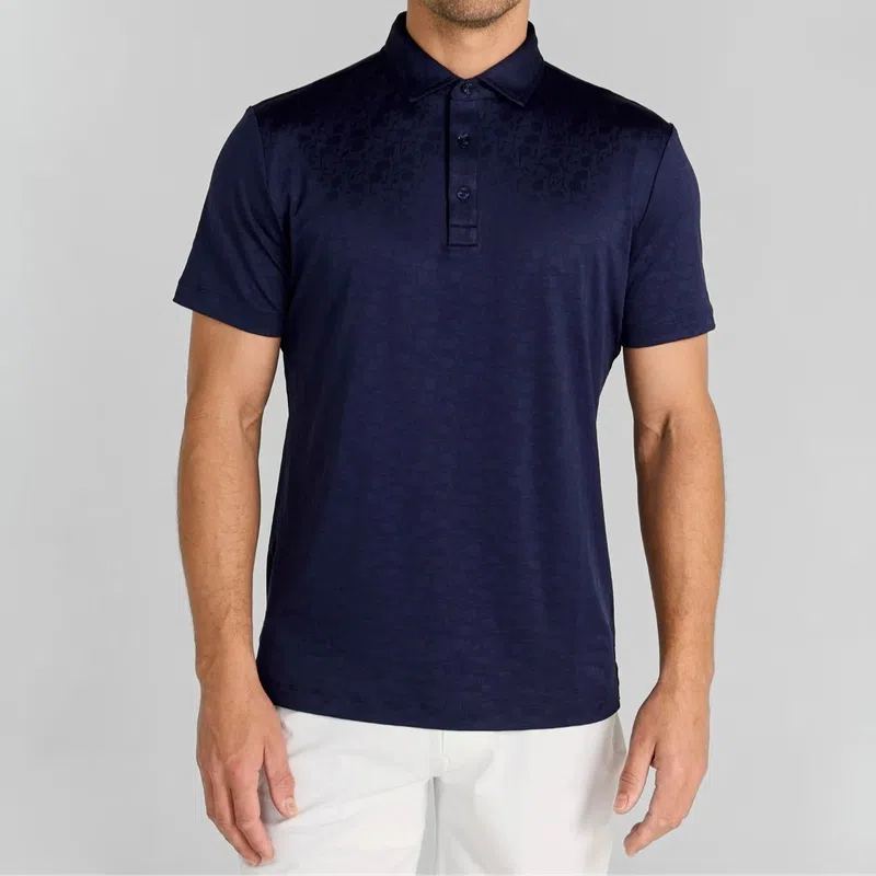Redvanly Men's Rodin Jacquard Polo - Midnight Navy