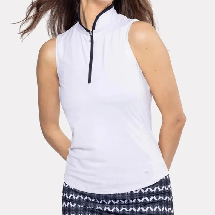 Golftini Cool Girl S/L Mock Top - White/Navy
