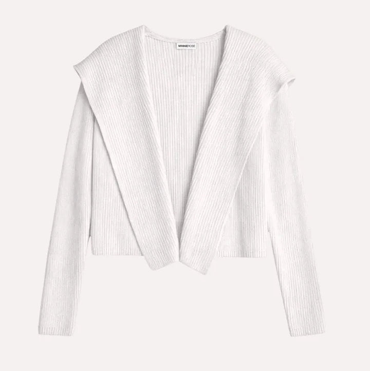 Minnie Rose Cotton Shaker Hooded Cardigan - White