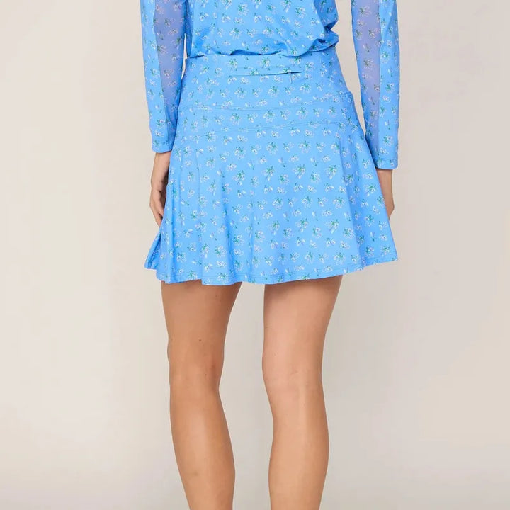 G Lifestyle Back Yoke Ruffle Skort (16") - Peri Blue Floral