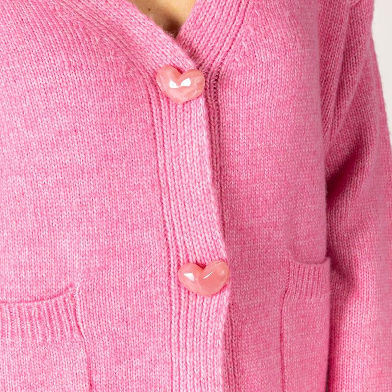 Lyla & Luxe Stella Heart Cardigan - Flamingo Pink