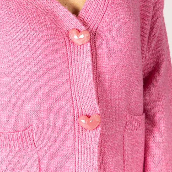 Lyla & Luxe Stella Heart Cardigan - Flamingo Pink
