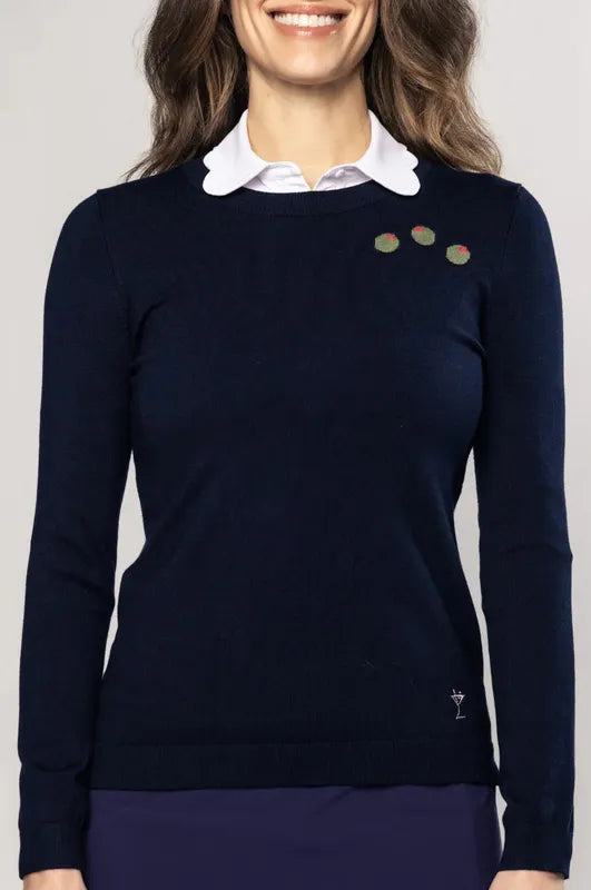 Golftini Olives Crew Neck Sweater - Navy