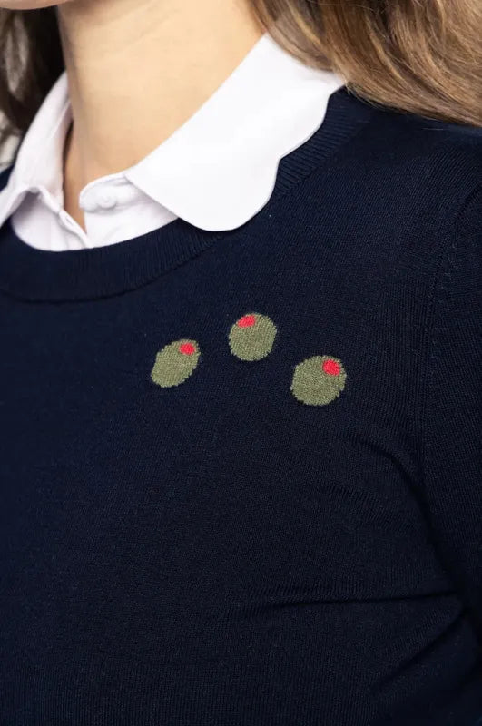 Golftini Olives Crew Neck Sweater - Navy