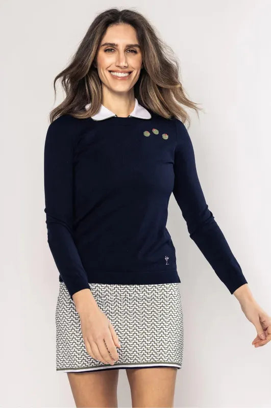 Golftini Olives Crew Neck Sweater - Navy