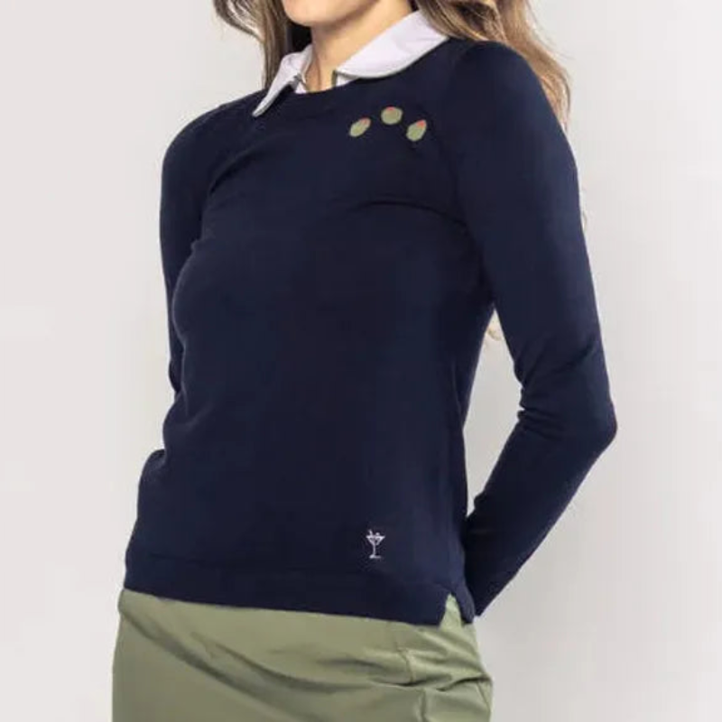 Golftini Olives Crew Neck Sweater - Navy
