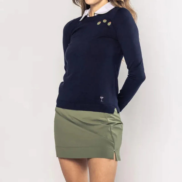 Golftini Olives Crew Neck Sweater - Navy