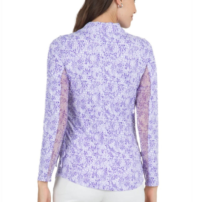 IBKUL Abstract Skin L/S Adjustable Zip Polo - Lavender