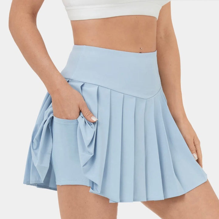 OC High Waisted Breezeful Pleated Skort - Ice Blue