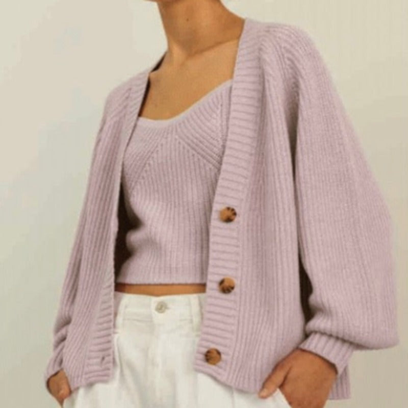 Autumn Cashmere Shaker Cardigan - Violet