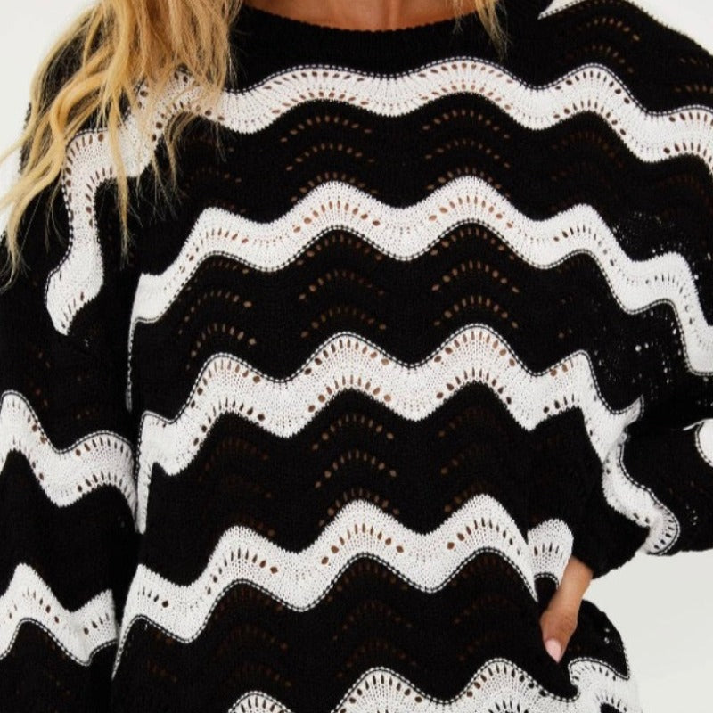 Beach Riot Beach Sweater - Black/White