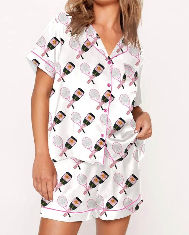 Tennis Champagne Pajamas, Short - White Multi