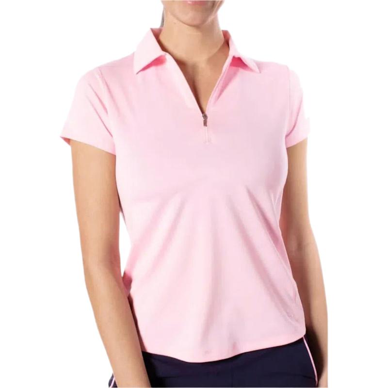 Golftini S/S Zip Tech Polo - Rose Pink