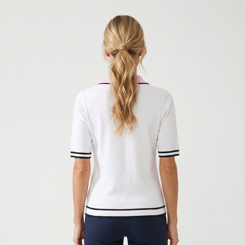 Micha S/S Polo - White/Pink