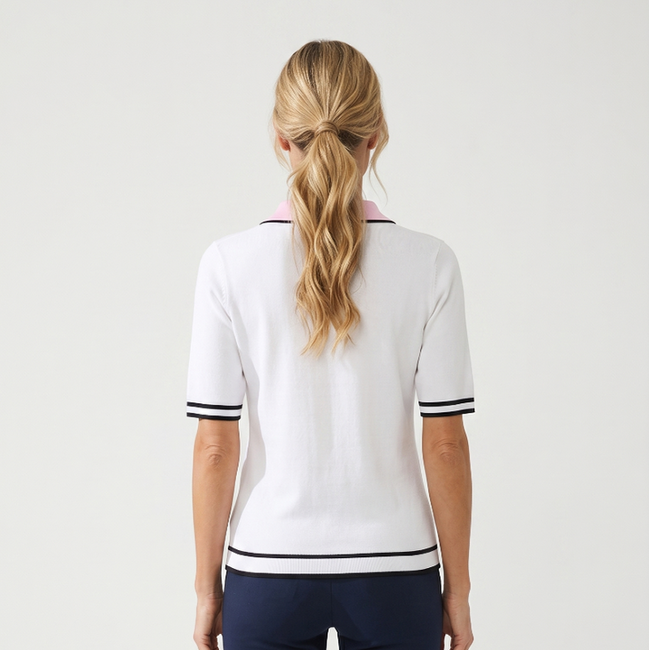 Micha S/S Polo - White/Pink