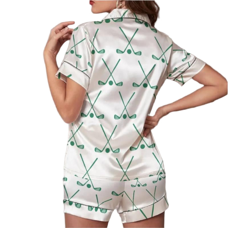 Golf Club Pajamas, Short - White/Green