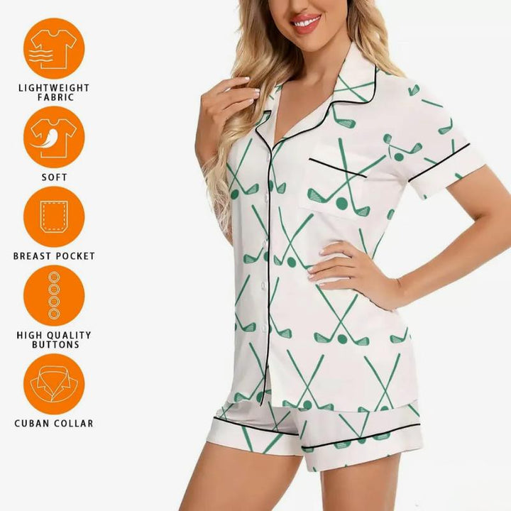 Golf Club Pajamas, Short - White/Green