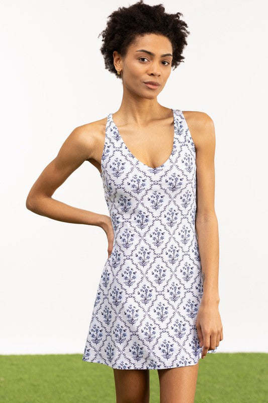 Smith & Quinn Camilla Ruffle Dress - Cornflower Tile