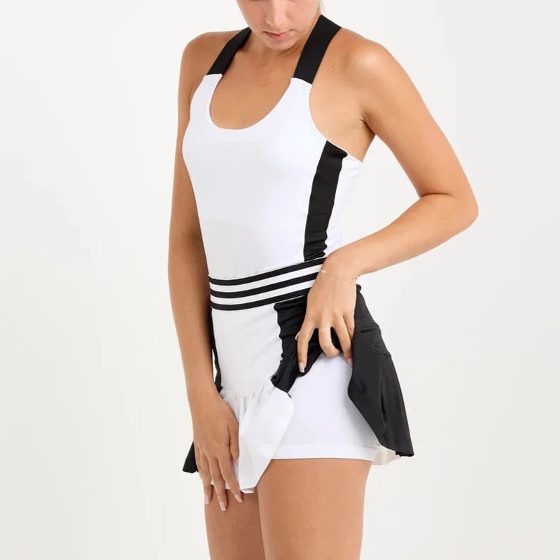 Sofibella Monochrome Hi-Waist Skort (14") - Black/White