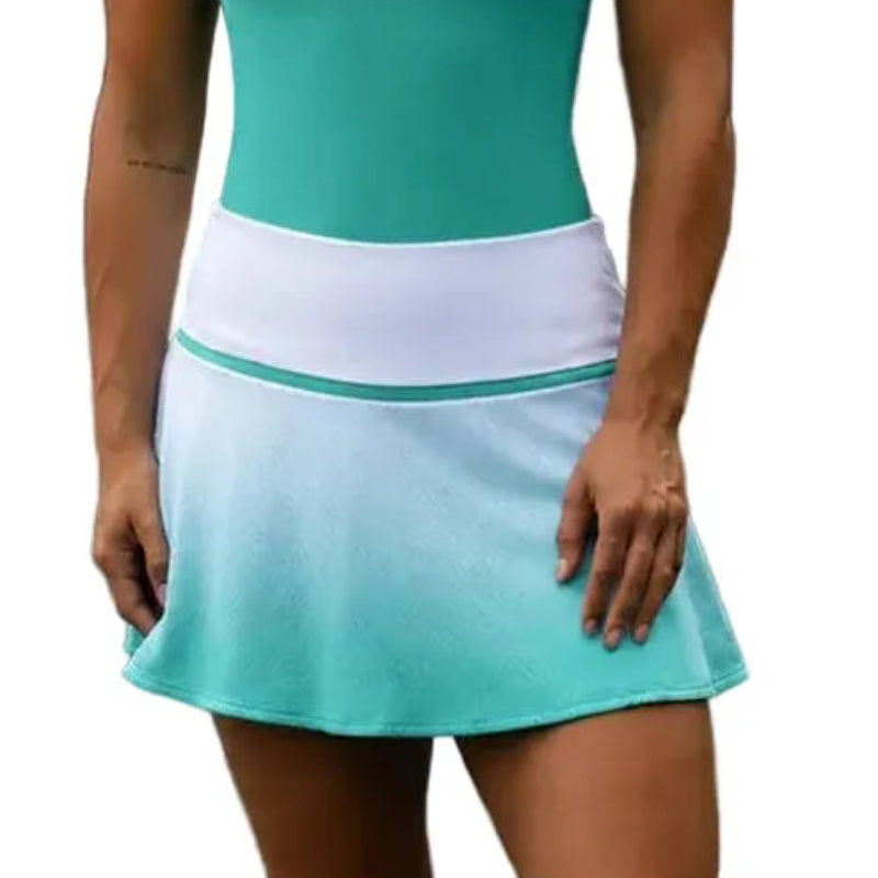 Sofibella Alpine Story Mesh Ombre Skort (14") - White/Green