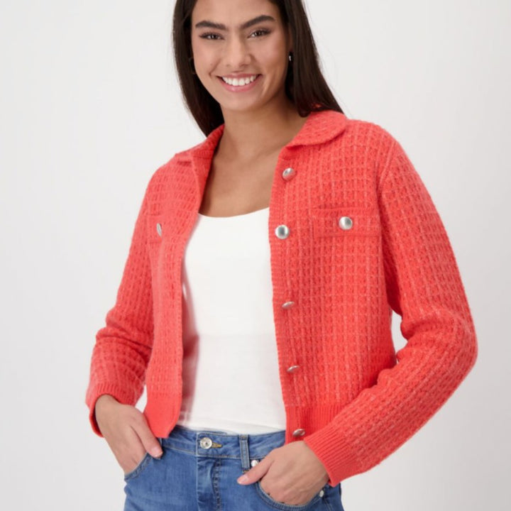 Monari Button Cardigan - Coral