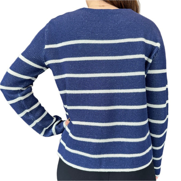 Alashan Cashmere Stripe Sweater - Midnight combo