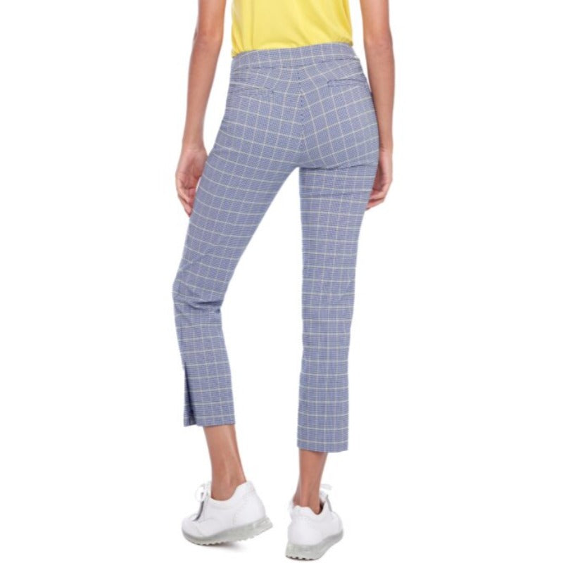 Swing Control Lucca Plaid Ankle Pants (28")- White/Lemon/Blue