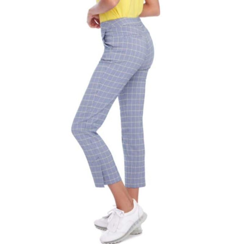 Swing Control Lucca Plaid Ankle Pants (28")- White/Lemon/Blue