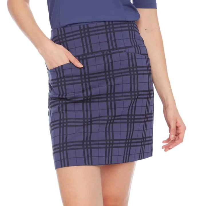 Swing Control Plaid Jacquard Skort (18") - Skipper Blue