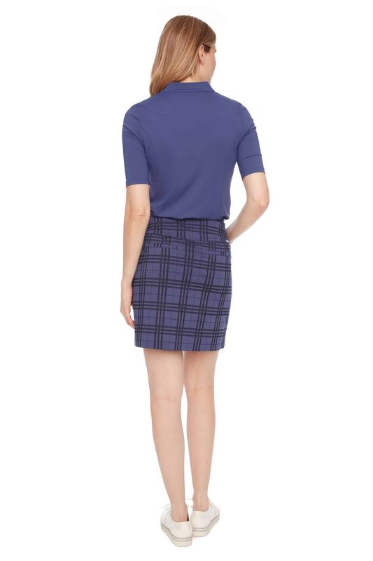 Swing Control Plaid Jacquard Skort (18") - Skipper Blue