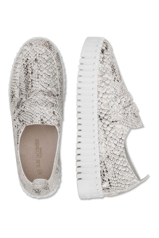 Ilse Jacobsen Tulip Snakeskin Platform - White