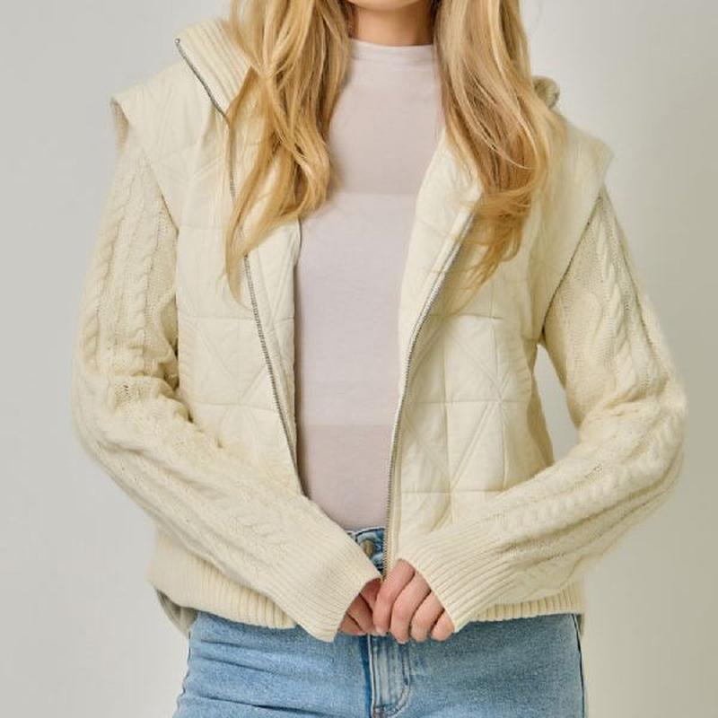 Mystree Mix Media Jacket - Ivory