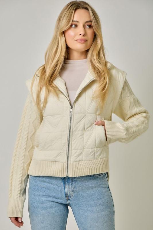Mystree Mix Media Jacket - Ivory