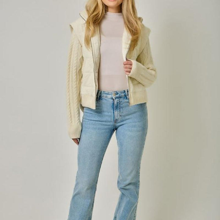 Mystree Mix Media Jacket - Ivory