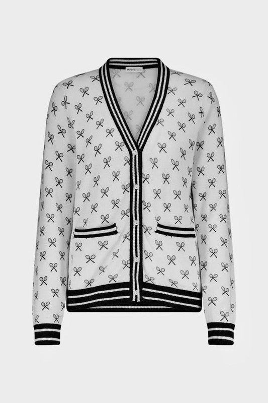 Minnie Rose Cotton Tennis Cardigan - White